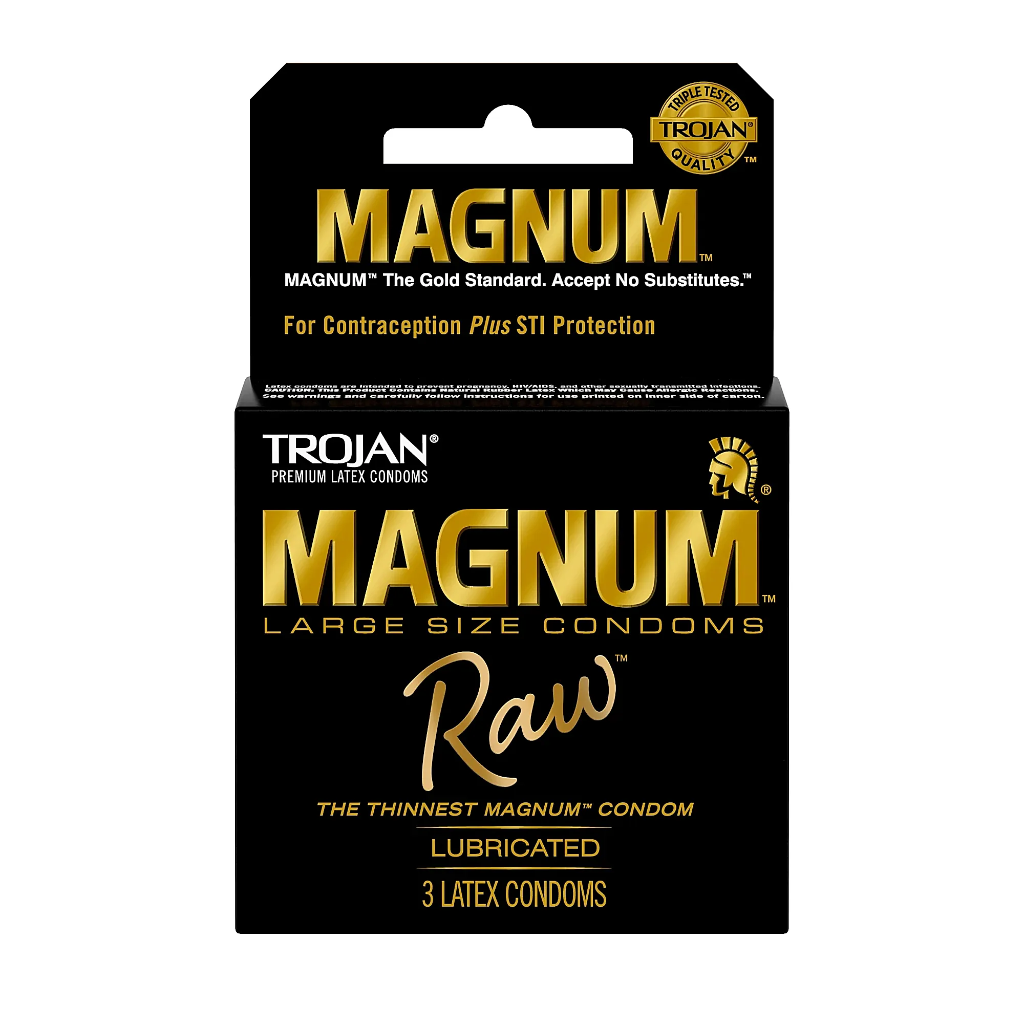 Trojan Magnum Condoms | 3 pack | 6 Count Display | Raw product image